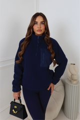 TYLER NAVY 3/4 ZIP TEDDY FLEECE