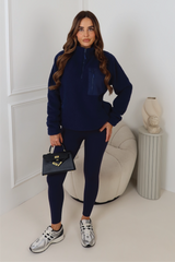 TYLER NAVY 3/4 ZIP TEDDY FLEECE
