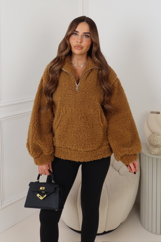 Maisie camel 3/4 zip fleece