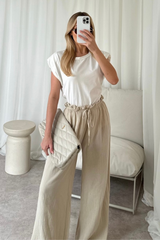Eliza Cream Shoulder Pad Box T-Shirt Shirts & Tops