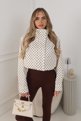 AGNES IVORY HIGH NECK POLKA DOT JACKET