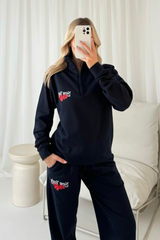 New York navy printed 3/4 sweater joggers loungewear