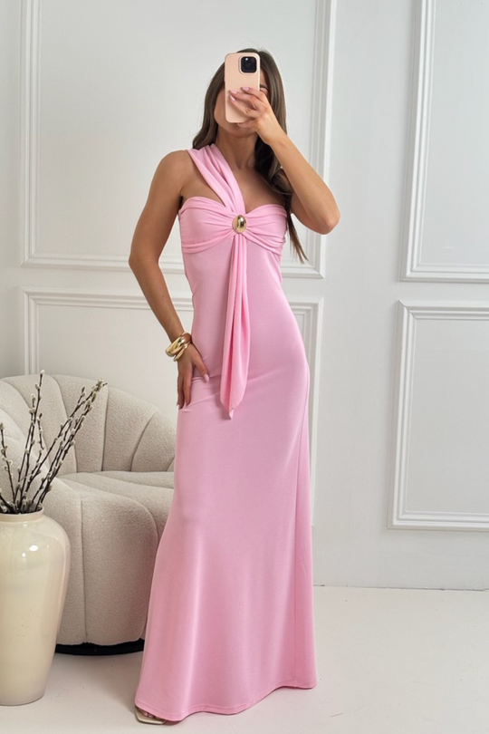 Jodie pink one shoulder maxi dress