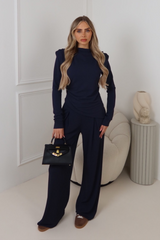 Isla navy long sleeve trouser co-ord