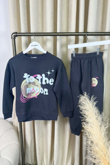 Mini steel grey to the moon printed sweater jogger loungewear