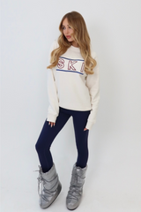 Ski ecru embroidered sweater and legging set
