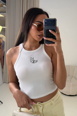 GEORGIA CROISSANT WHITE EMBROIDERED VEST