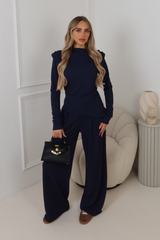 Isla navy long sleeve trouser co-ord