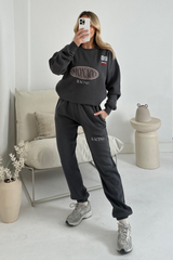 Monaco race steel grey printed sweater joggers premium loungewear