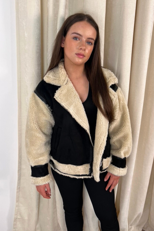 Mini Adele black aviator jacket