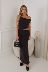 JASMIN BLACK DIAMANTE CUT OUT MAXI DRAPE DRESS