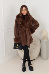 RABANNA CHOCOLATE FAUX FUR JACKET