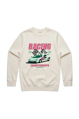 Racing champions printed ecru sweater
