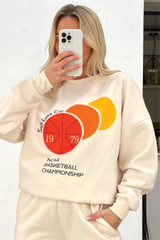 Salt lake basket ball printed ecru sweater