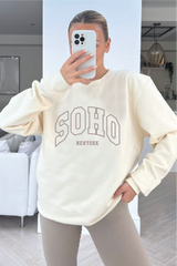 Soho grey printed ecru sweater
