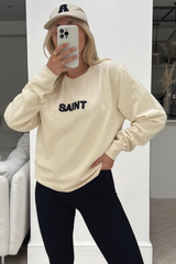 Saint printed ecru sweater