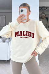 Malibu red printed ecru sweater