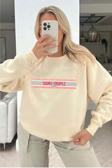 Saint Tropez pink printed ecru sweater