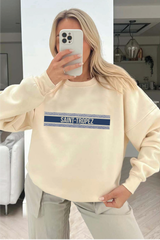 Saint Tropez blue printed ecru sweater