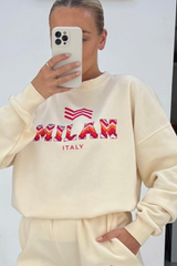 Milan zigzag printed ecru sweater