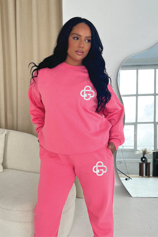 G monogram pink lemonade printed sweater joggers loungewear