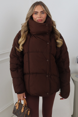 HANNAH CHOCOLATE HIGH COLLAR COAT