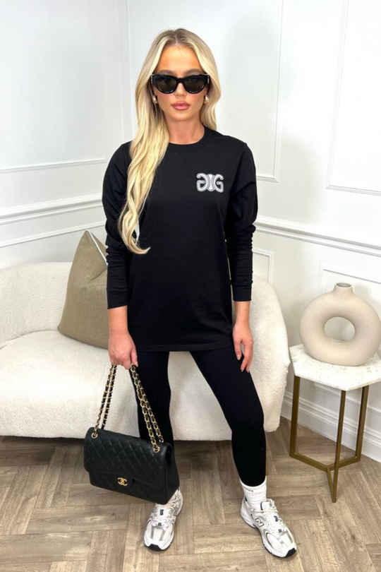 Couture Milan black embroidered long sleeve t-shirt and leggings