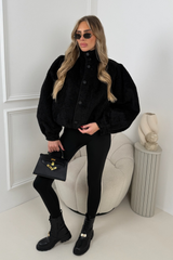 KENNEDY BLACK PUFF SLEEVE CROPPED JACKET