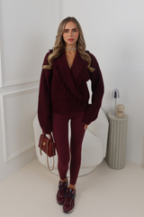 THEO BURGUNDY TASSEL WRAP JUMPER