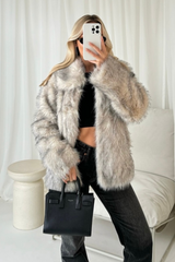 Margo grey & beige two tone faux fur coat