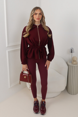 AVELINE BURGUNDY TIE WAIST PEPLUM JACKET