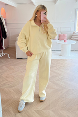 SELF LOVE SOCIETY LEMON & WHITE EMBROIDERED JOGGERS HANNAH BRIGGS