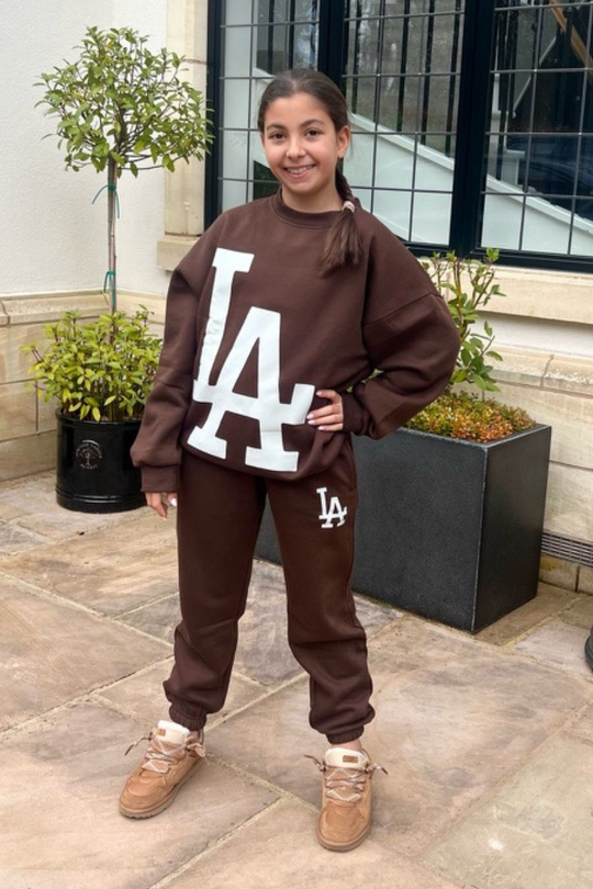 Mini chocolate LA printed sweater loungewear set