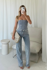 Cassi blue diamante corset