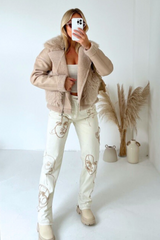 Harper Cream Aviator With Fur Pockets Coats & Jackets