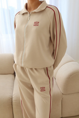 GeGe stone contrast piping detail zip jacket & trouser loungewear