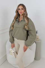 NYLA KHAKI HALF ZIP WINDBREAKER JACKET
