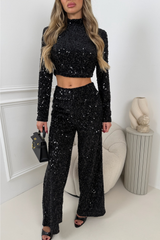 ROISIN BLACK SEQUIN TROUSERS