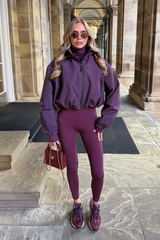 ROSIE PURPLE CROPPED HOODED PUFFER JACKET
