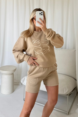 Gege stone embroidered sweater shorts loungewear