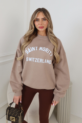 SAINT MORITZ SWITZ ESSENTIAL MOCHA PRINTED SWEATER