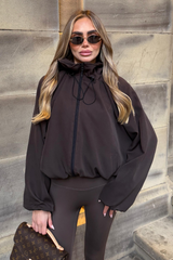 PENNY CHOCOLATE ZIP UP HOODED WINDBREAKER JACKET