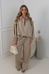 JACQUELINE TAUPE DRAPE JACKET TRACKSUIT
