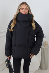 HANNAH BLACK HIGH COLLAR COAT