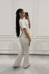 WINONA CREAM POLKA DOT RUCHED TSHIRT CO ORD