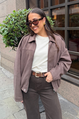 Sally Chocolate faux suede jacket