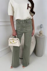 NIXIE KHAKI FRONT POCKET HIGH WAIST JEANS