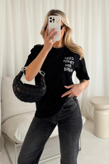 Need money bag black printed t-shirt