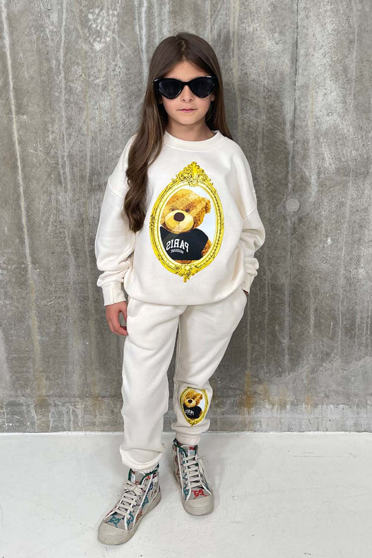 Mini Mirror Teddy ecru sweater loungewear set