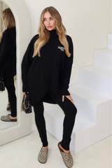 Apres Ski embroidered black knitted loungewear set